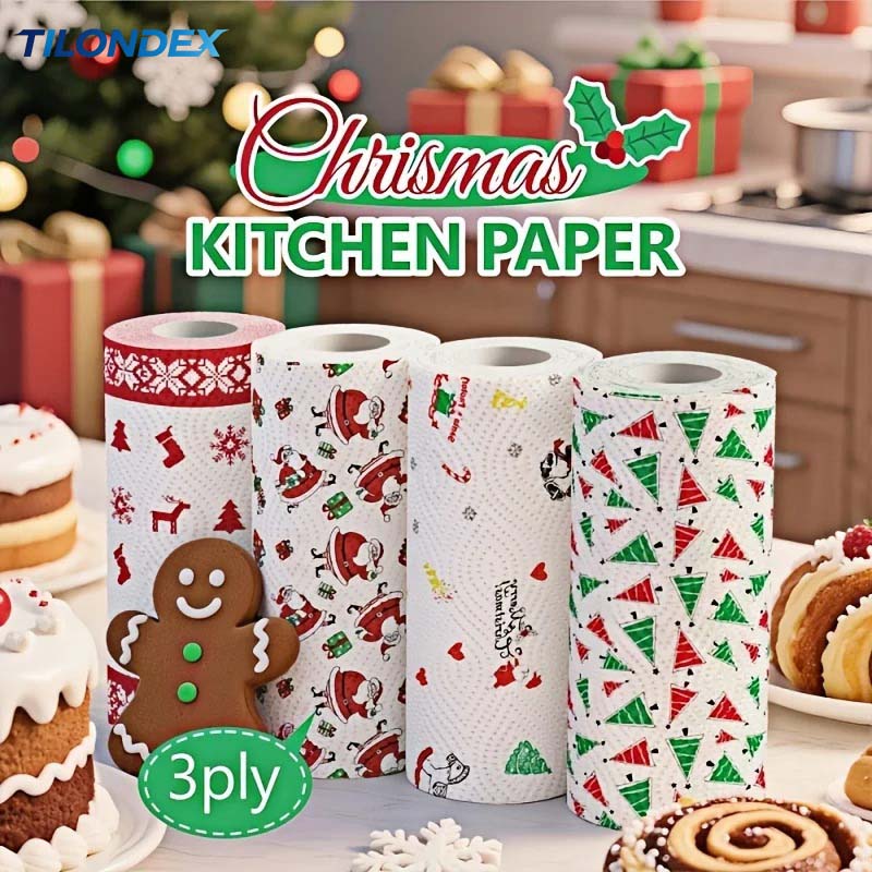 Kitchen Baking Unit - 틸론덱스 크리스마스 프린트 키친 페이퍼 타월,
