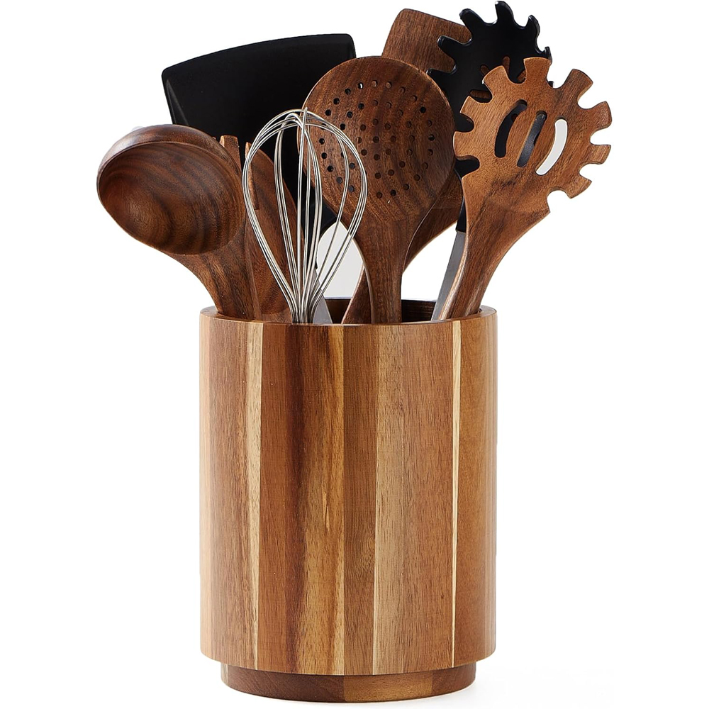 Kitchen Utensils - 아카시아 나무 주방 조리기구 홀더, 360도