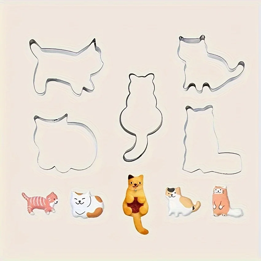 5pcs 사랑스러운 고양이 & 새끼 고양이 모양의 쿠키 - Kitchen Baking Essentials 리뷰 및 가격