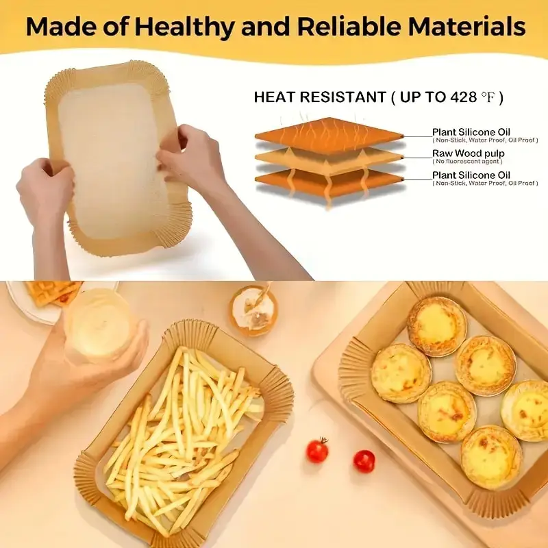 일회용 에어프라이어 라이너 논스틱 유산지 직사각형 갈색 - Kitchen Baking Essentials 리뷰 및 가격