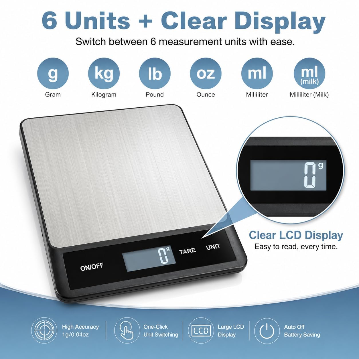 15KG/33LB USB 충전식 디지털 주방 저울, 1 - Kitchen Baking Unit 리뷰 및 가격