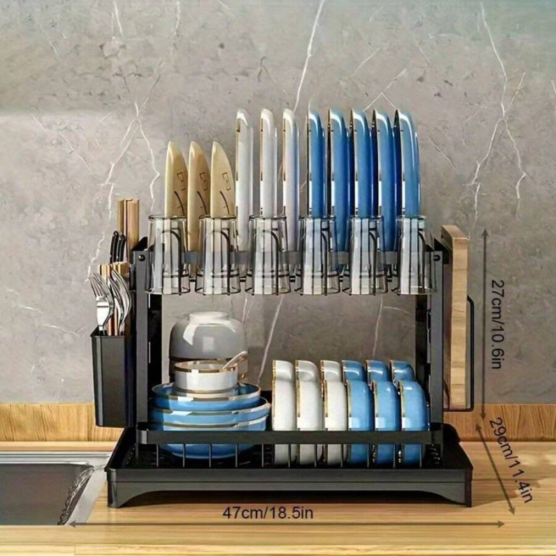 녹슬지 않는 스테인리스 스틸 식기 건조대, 2단 대형  - Kitchen Utensils 리뷰 및 가격
