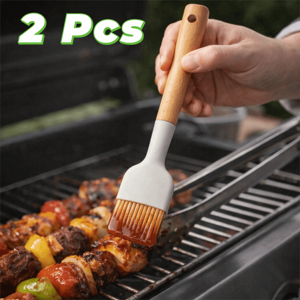 2PCS 나무 손잡이 실리콘 바베큐 오일 브러쉬, 화상 - Pastry Brush Silicone 리뷰 및 가격